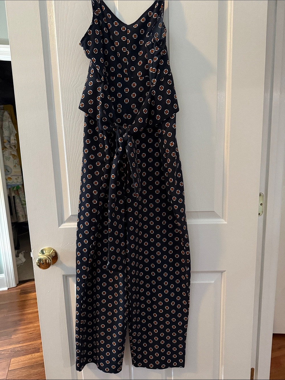 The Limited Navy Jumpsuit with Cream and Tan Dot Motif